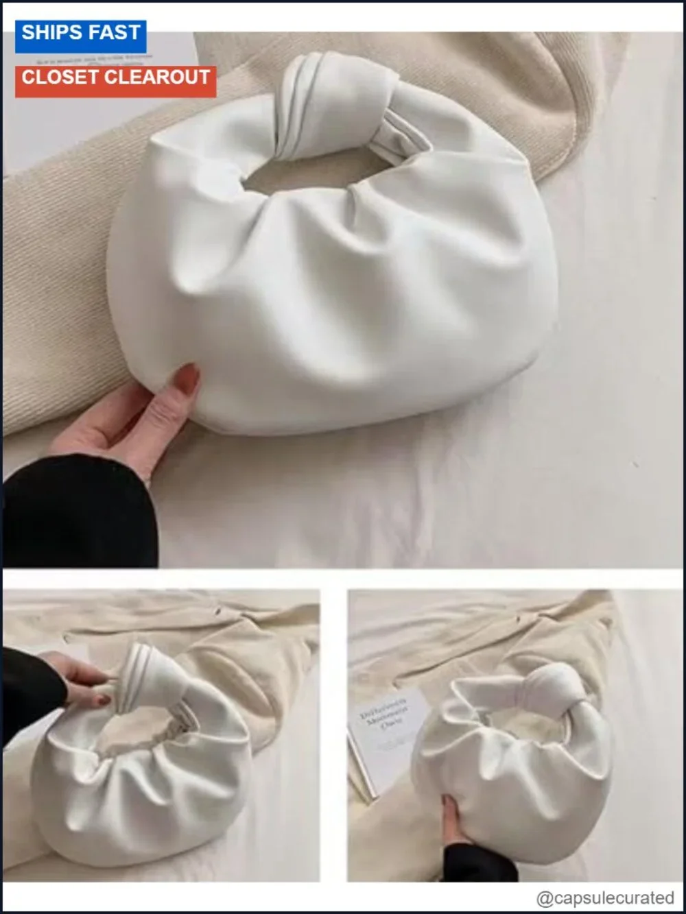 Women's Ruched Clutch Hobo Handbag PU Leather Evening Bag Wedding Party Purse